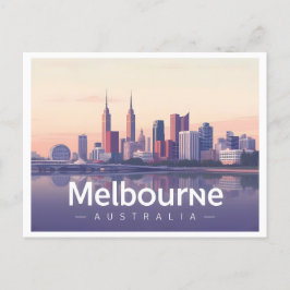 Cartão Postal Melbourne Austrália Pastel Viagem Design