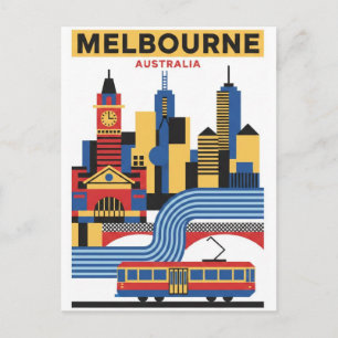 Cartão Postal Melbourne Austrália Skyline Viagem