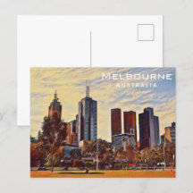 Melbourne Austrália Skyline Watercolor Art
