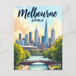 Cartão Postal Melbourne Australia Travel Artistic Vintage