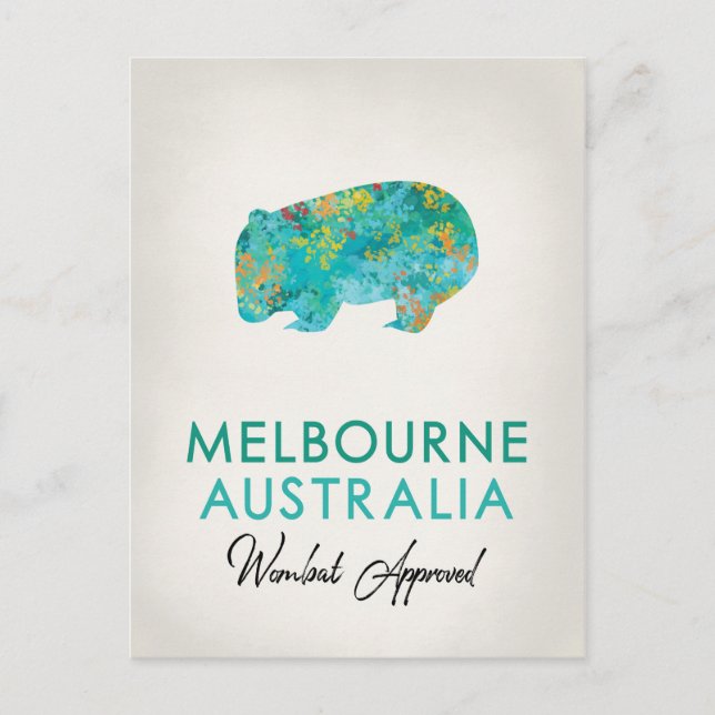 Cartão Postal Melbourne Austrália Wombat (Frente)
