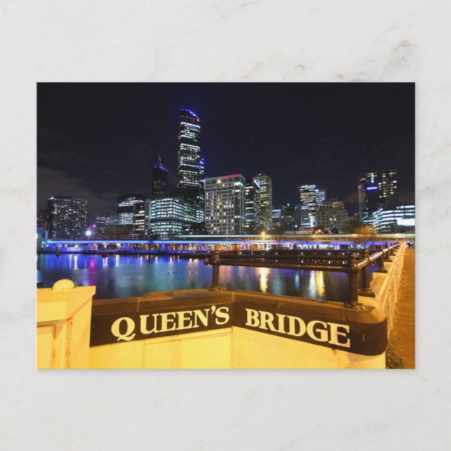 Cartão Postal Melbourne CBD Queens Bridge Lights (Frente)
