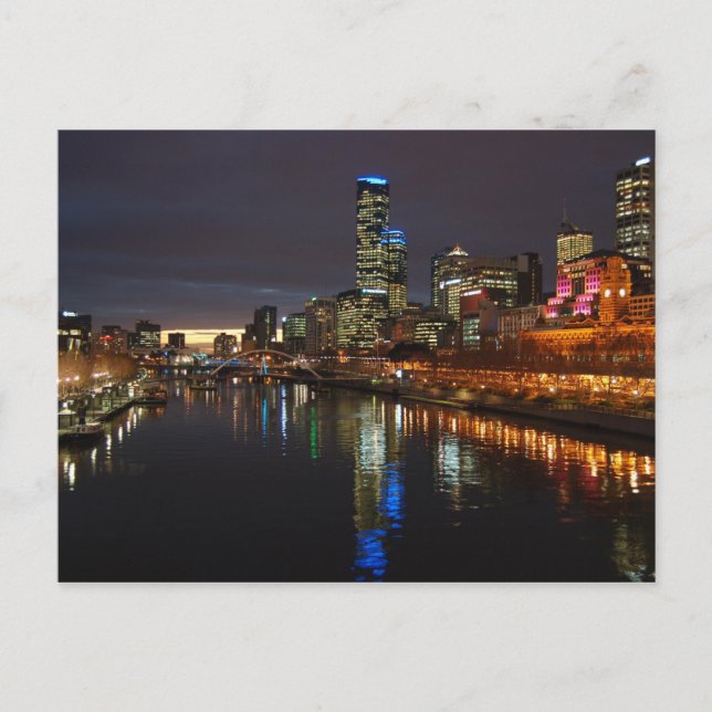 Cartão Postal Melbourne Evening Skyline (Frente)
