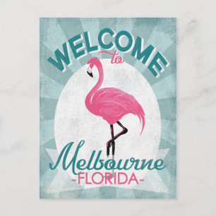 Cartão Postal Melbourne Flórida Flamingo Rosa Retro