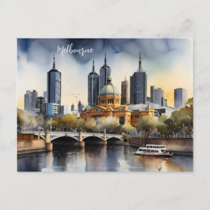 Cartão Postal Melbourne watercolor art