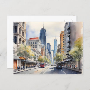 Cartão Postal Melbourne watercolor art