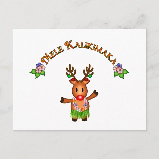 Cartão Postal Mele Kalikimaka Deer (Frente)