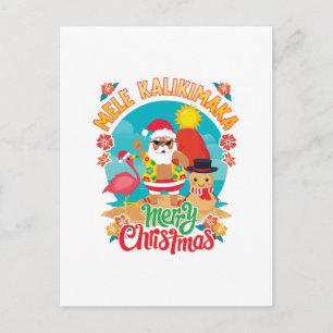 Cartão Postal Mele Kalikimaka para um Natal havaiano brilhante