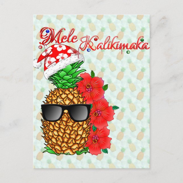 Cartão Postal Mele Kalikimaka Pineapple (Frente)