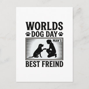 Cartão Postal Melhor Amigo do Homem no Dia de Cachorro Vintage