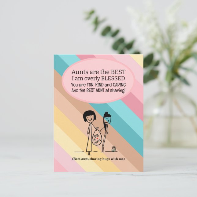 Cartão Postal Melhor Aniversário da Tia (Em pé/Frente)