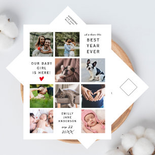 Cartão Postal Melhor Ano de Sempre Colagem de Fotos de Bebê Mode