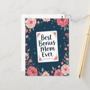 Cartão Postal Melhor Bônus Mãe Alguma Vez Floral Dia de as mães