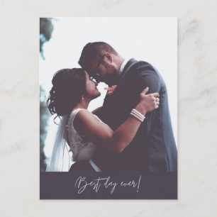 Cartão Postal Melhor Dia De Casamento De Fotos Moderno Obrigado