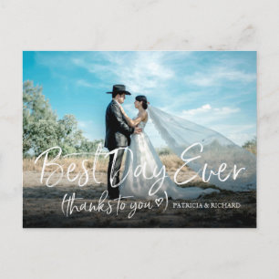 Cartão Postal Melhor Dia de Todos Casamento Chic Foto de Agradec
