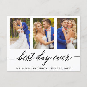 Cartão Postal Melhor Dia de Todos Casamento Foto Caligrafia Obri
