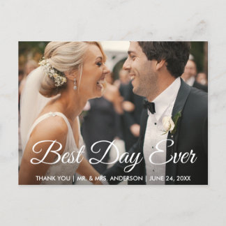 Cartão Postal Melhor Dia de Todos Foto de Casamento Obrigado