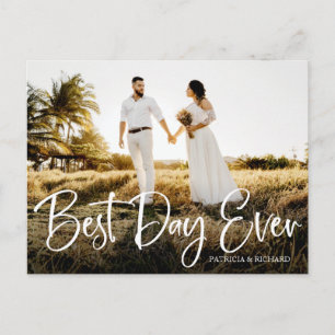 Cartão Postal Melhor Dia de Todos Lindo Casamento Obrigado Foto