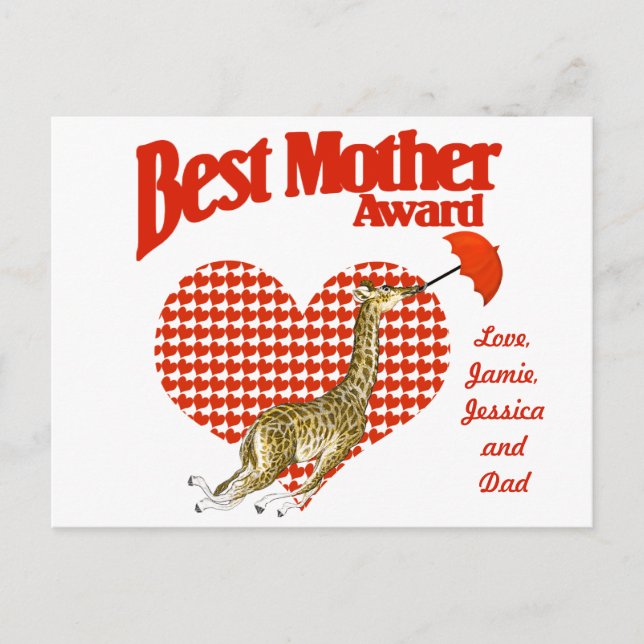 Cartão Postal Melhor Guarda-Prêmio Mãe (Frente)