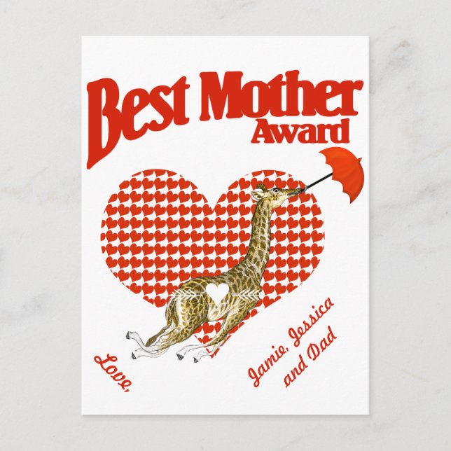 Cartão Postal Melhor Guarda-Prêmio Mãe (Frente)