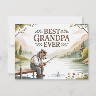 Cartão Postal Melhor Ilustração Do Urso De Pesca Do Vovô