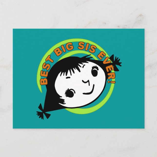 Cartão Postal Melhor Irmã Mais Velha Retro (Frente)