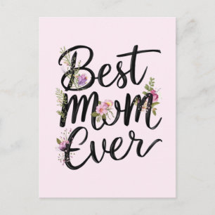 Cartão Postal Melhor mãe de sempre design floral