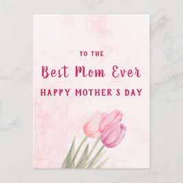 Cartão Postal Melhor Mãe de Todos os Tempos Rosa Suave Floral Di