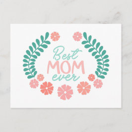 Cartão Postal Melhor mãe de todos os tempos texto em moldura flo