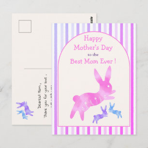 Cartão Postal Melhor Mãe do Mundo Coelhinho Fofo Rosa Dia das Mã