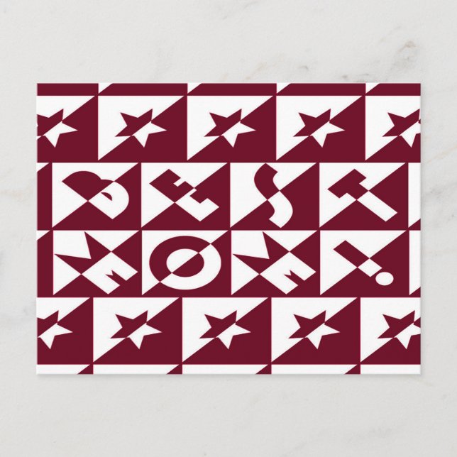 Cartão Postal Melhor Mãe, Padrão Vermelho e Branco com Estrelas (Frente)