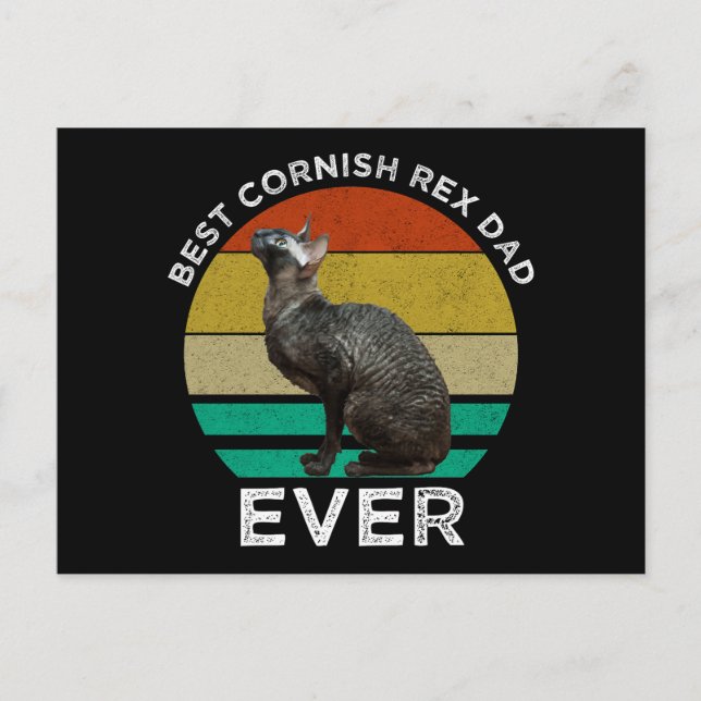 Cartão Postal Melhor Pai Cornish Rex de Todos (Frente)