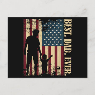 Cartão Postal Melhor Pai de Todos Com a Nossa Bandeira Americana