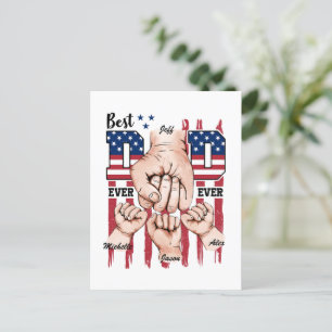 Cartão Postal Melhor Pai do mundo - Fist Bump USA Flag - 3 Kids