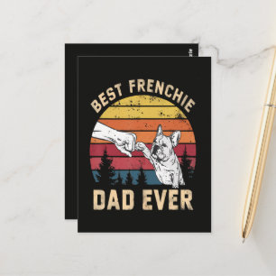 Cartão Postal Melhor Pai Frenchie Retro de Todos os Tempos