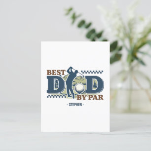 Cartão Postal Melhor Pai por Par - Design Silhueta Pai de Golfe