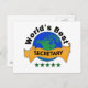 Cartão Postal Melhor Secretário do Mundo (Frente/Verso)