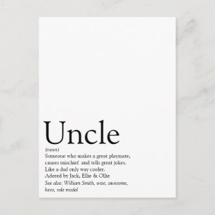 Cartão Postal Melhor Tio de Todos os Tempos, Definição de Funcle
