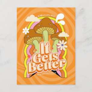 Cartão Postal Melhora   Boas Vibes e Retro Sentimentos de Groovy