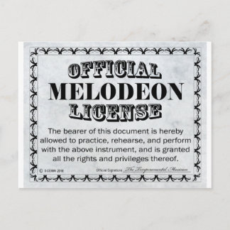 Cartão Postal Melodeon License