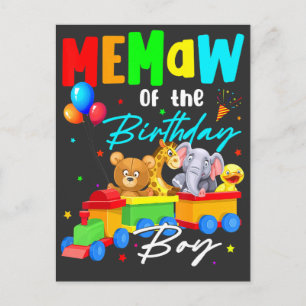 Cartão Postal Memaw Dos Meninos Do Trem de Aniversário Safari Fa