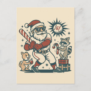 Cartão Postal Meme do Natal de Beisebol do Papai Noel 67