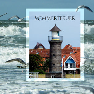 Cartão Postal Memmertfeuer, Farol, Justo, Frisia Oriental