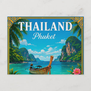 Cartão Postal 🌴 Memória da Praia de Phuket Tailândia da Viagem