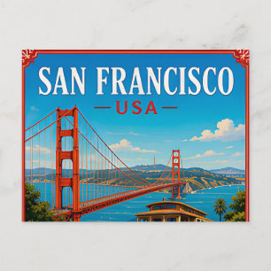 Cartão Postal 🌉 Memória do Golden Gate de São Francisco da Visi