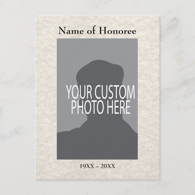 Cartão Postal Memória do Serviço Memorial com Foto (Frente)