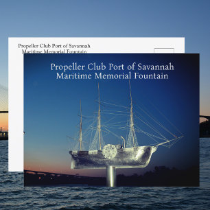 Cartão Postal Memória Marítima Savannah GA Fotográfica