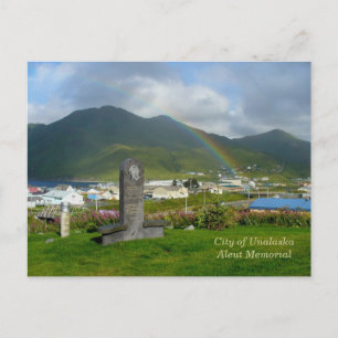 Cartão Postal Memorial Aleut na Cidade de Unalaska