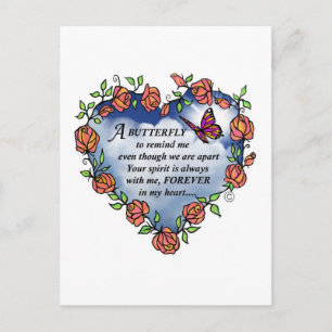 Cartão Postal Memorial Butterfly Poem