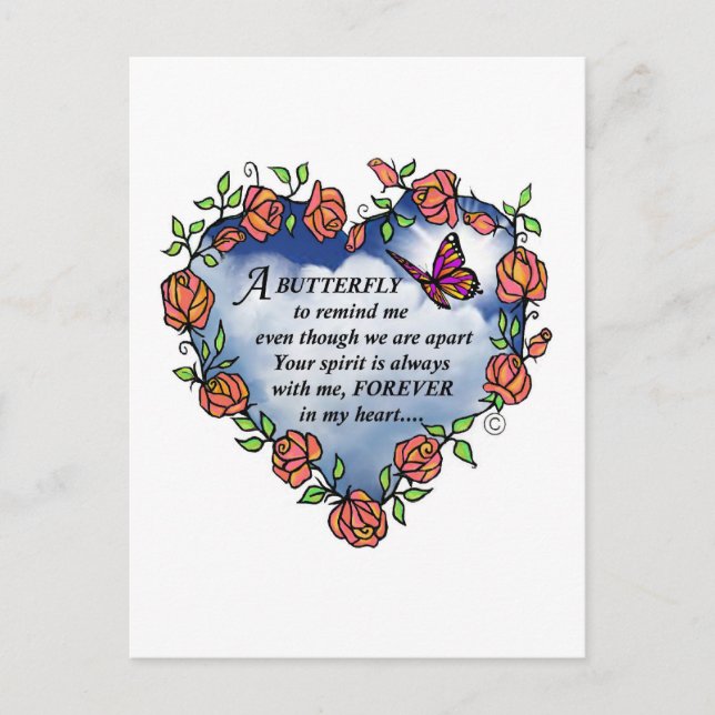 Cartão Postal Memorial Butterfly Poem (Frente)